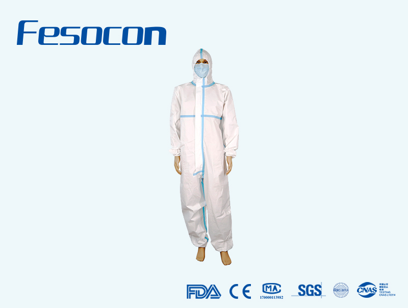 Disposable Non woven Hooded Coverall with Seam Tape